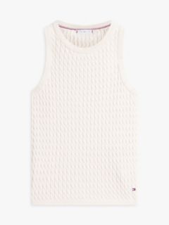 Cable Knit Sweater Tank — Heather Ivory Petal 5