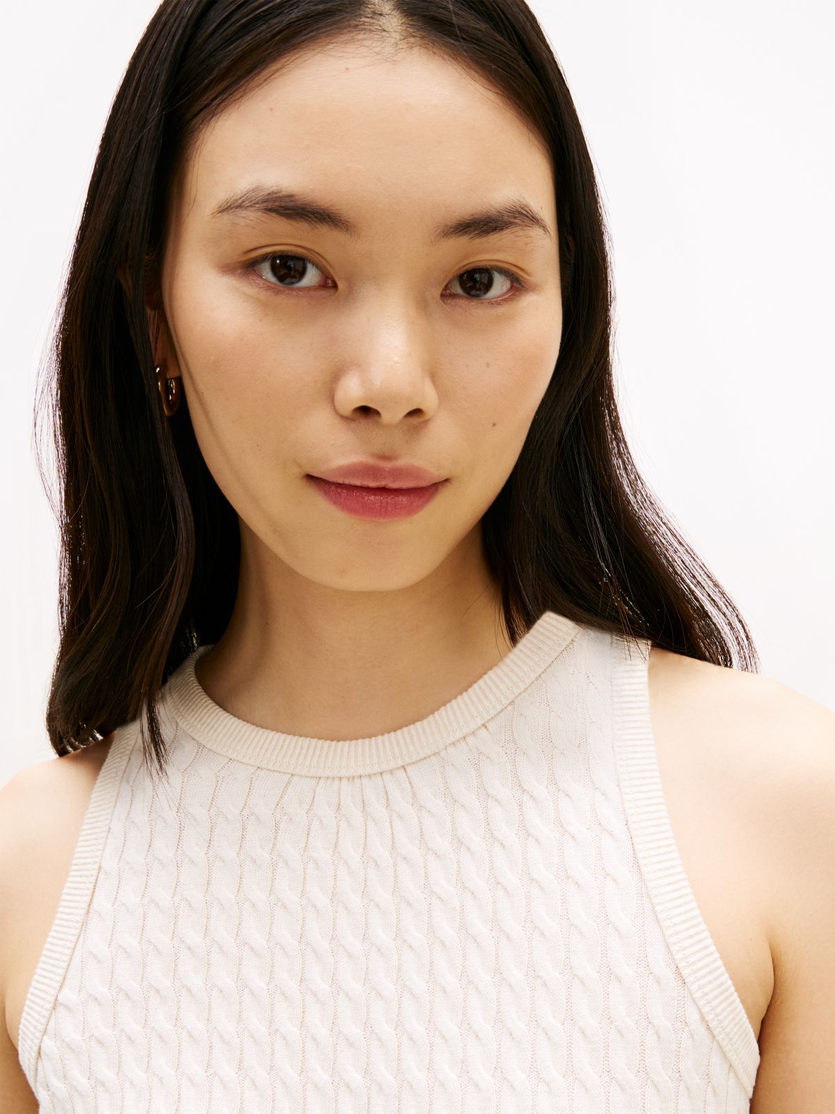 Cable Knit Sweater Tank — Heather Ivory Petal