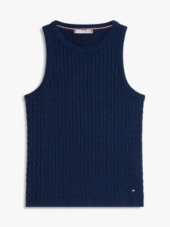 Cable Knit Sweater Tank — Navy 5