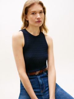 Cable Knit Sweater Tank — Navy 2