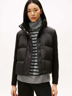 Wool and Down Mixed Media Jacket, Black