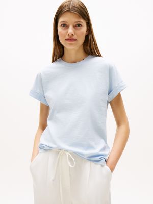 Slub Cotton Crewneck T-Shirt, Breezy Blue