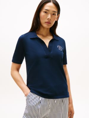 Regular Fit Circle Logo Stretch Polo, Dark Night Navy