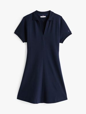 Short-Sleeve Polo Dress, Navy