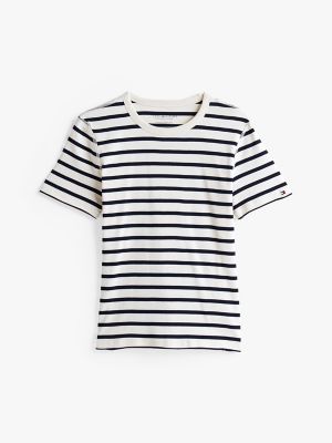 Slim Fit Crewneck T-Shirt, Ivory Petal/Navy Stripe