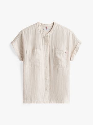 Relaxed Fit Linen Top, Classic Ithaca/Sandalwood