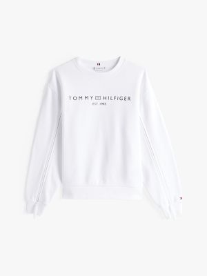 Tommy Logo Crewneck Sweatshirt, Optic White