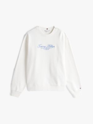 Script Logo Crewneck Sweatshirt, Ecru