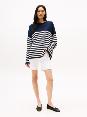 High-Rise Straight Fit White Denim Short, Optic White