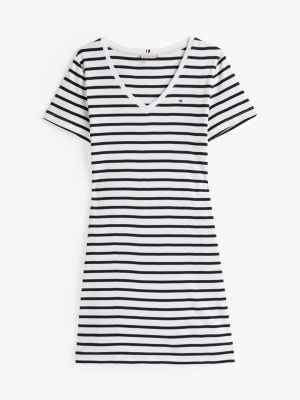 Striped Ribbed V-Neck T-Shirt Dress | Tommy Hilfiger