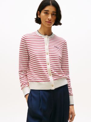Stripe Signature Logo Cardigan, Breton Stripe / Red