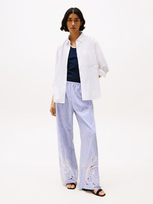 Pantalon rayé à œillets, Ithaca classique/rayures bleues cobalt
