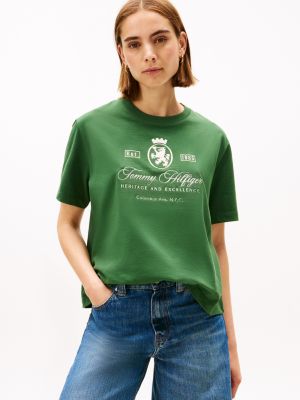 Embroidered Script Crest Logo T-Shirt, Deep Evergreen