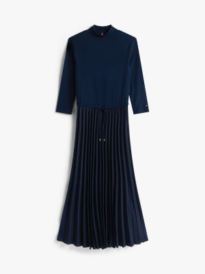 Pleated Mix Media Midi Dress | Tommy Hilfiger