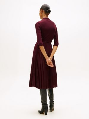 Pleated Mix Media Midi Dress | Tommy Hilfiger