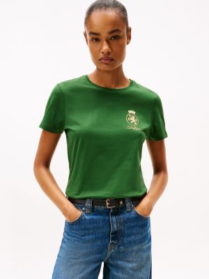 Gold Crest Logo T-Shirt, Deep Evergreen