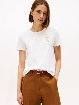 Gold Crest Logo T-Shirt, Ecru