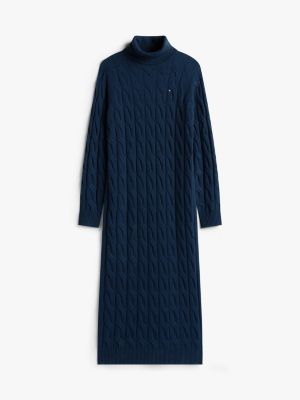 Raz Dream Edition Flavors Tommy Hilfiger Relaxed Cable-Knit Wool Roll Neck  Navy Dress