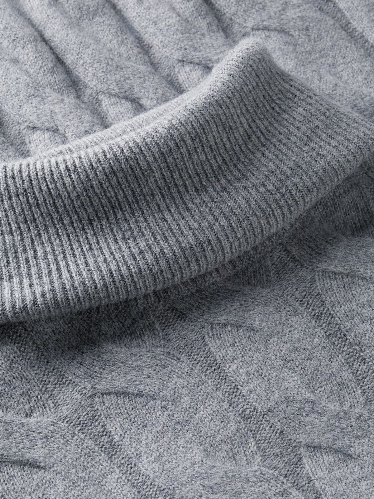Cable Knit Wool Sweater Dress — Medium Grey Heather