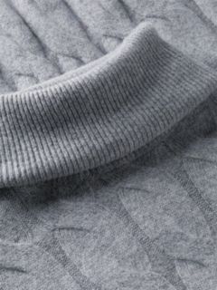 Cable Knit Wool Sweater Dress — Medium Grey Heather 6