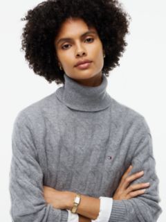 Cable Knit Wool Sweater Dress — Medium Grey Heather 2