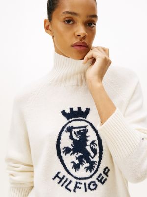 Intarsia Crest Logo Wool-Blend Sweater | Tommy Hilfiger USA