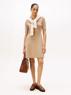 Wool Polo Dress, Safari Canvas Heather