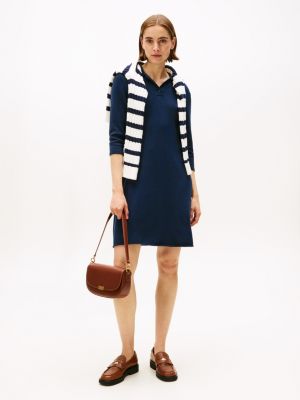 Wool Polo Dress, Dark Blue