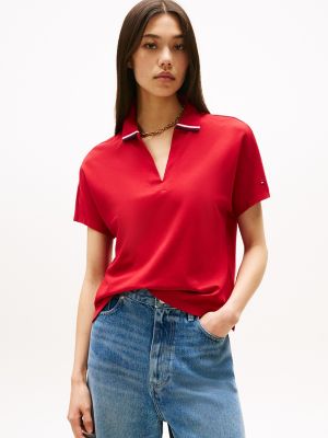 Relaxed Fit Lightweight Stretch Polo, Medium Red