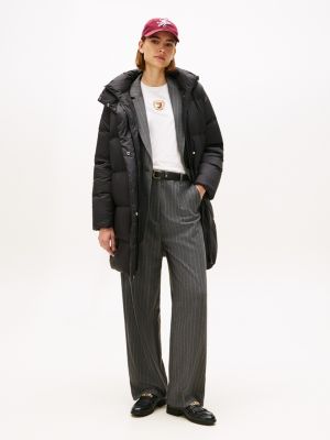 Hooded Down Coat, Black