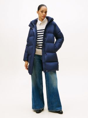 Hooded Down Coat, Dark Blue