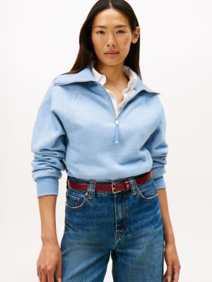 Interlock Fleece Quarter-Zip Sweatshirt, Brisk Blue Heather