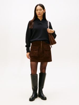 Stretch Corduroy Pocket Mini Skirt, Legacy Brown
