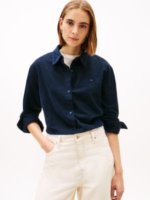 Relaxed Lightweight Corduroy Shirt, Dark Blue