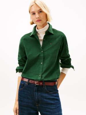 Relaxed Lightweight Corduroy Shirt, Dark Green