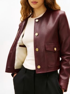 Gold-Button Leather Lady Jacket | Tommy Hilfiger USA
