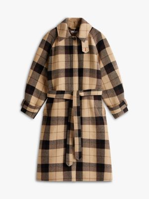 Plaid Wool-Blend Belted Oversized Coat | Tommy Hilfiger