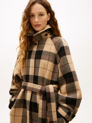Plaid Wool-Blend Belted Oversized Coat | Tommy Hilfiger