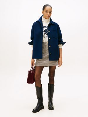 Houndstooth Tailored Mini Skirt, Beige Houndstooth