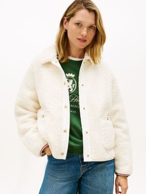 Teddy Fleece Jacket, Ivory Silk