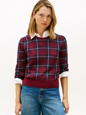 Tartan Jacquard Knit Sweater, Flag Tartan