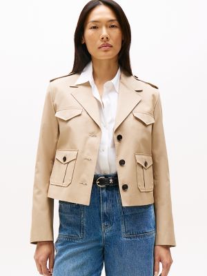 Cropped Trench Jacket, Beige
