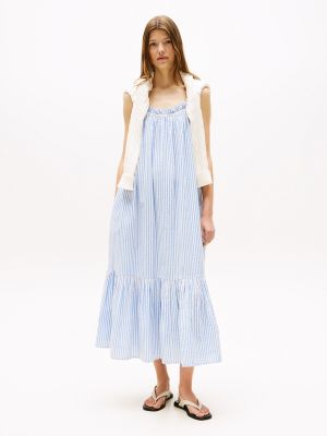 Striped Seersucker Midi Dress, Seersucker Stripe / Blue