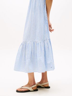 tommy hilfiger striped midi dress Tommy Hilfiger rayon black and white blue denim striped midi dress bodycon  comfo