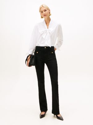 Patch Pocket High-Rise Bootcut Jean, Black