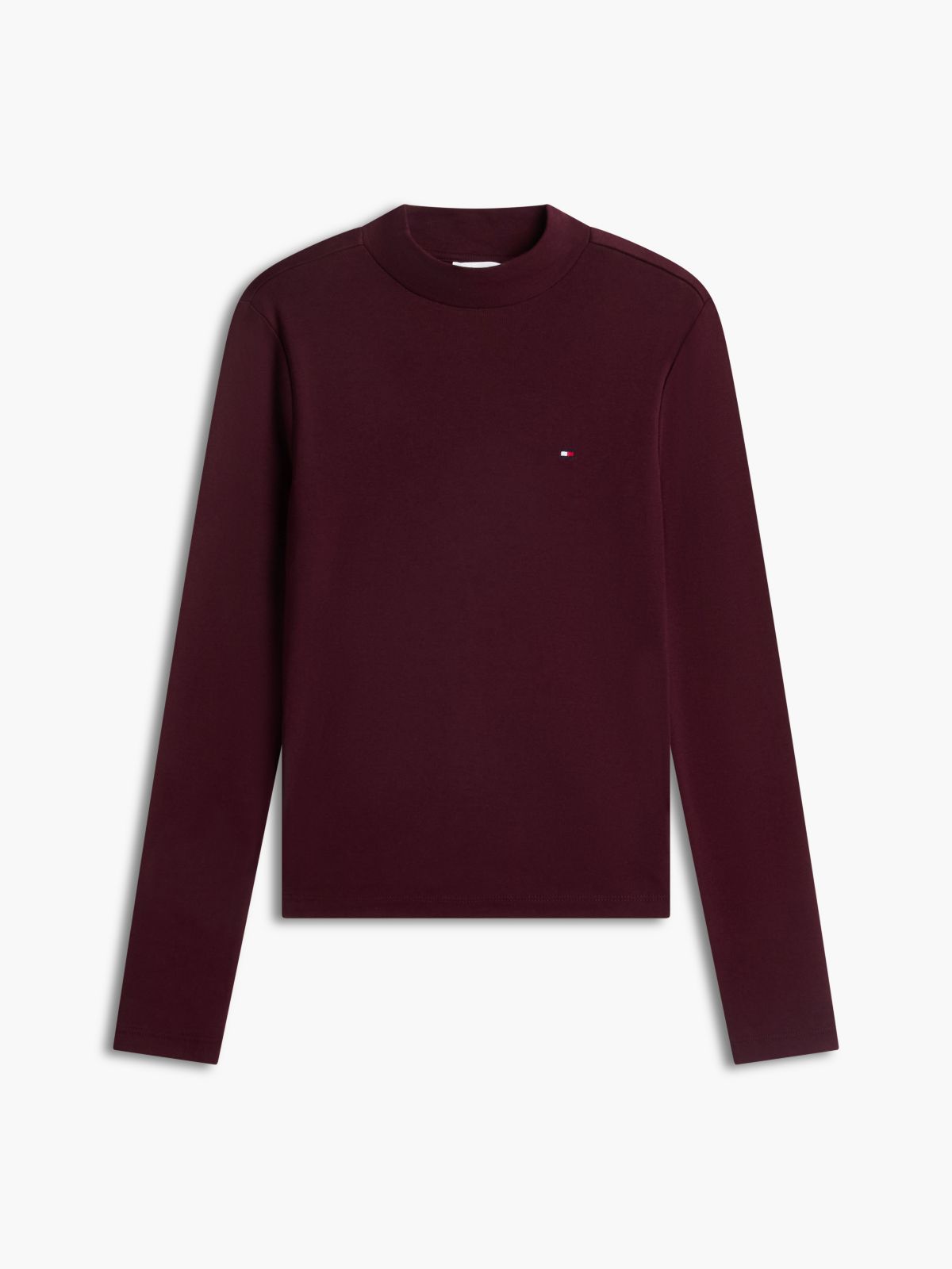 Mockneck Stretch Knit Top — Deep Burgundy
