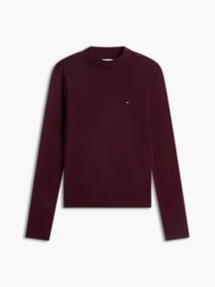 Mockneck Stretch Knit Top — Deep Burgundy 5