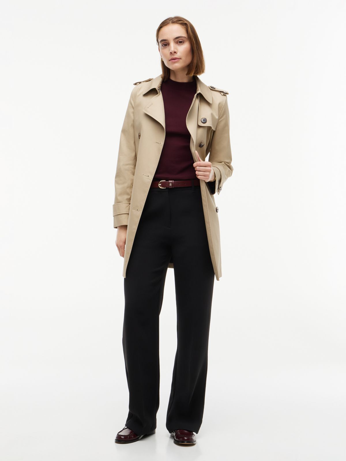 Mockneck Stretch Knit Top — Deep Burgundy
