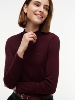 Mockneck Stretch Knit Top — Deep Burgundy 3