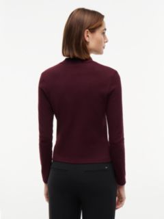 Mockneck Stretch Knit Top — Deep Burgundy 4